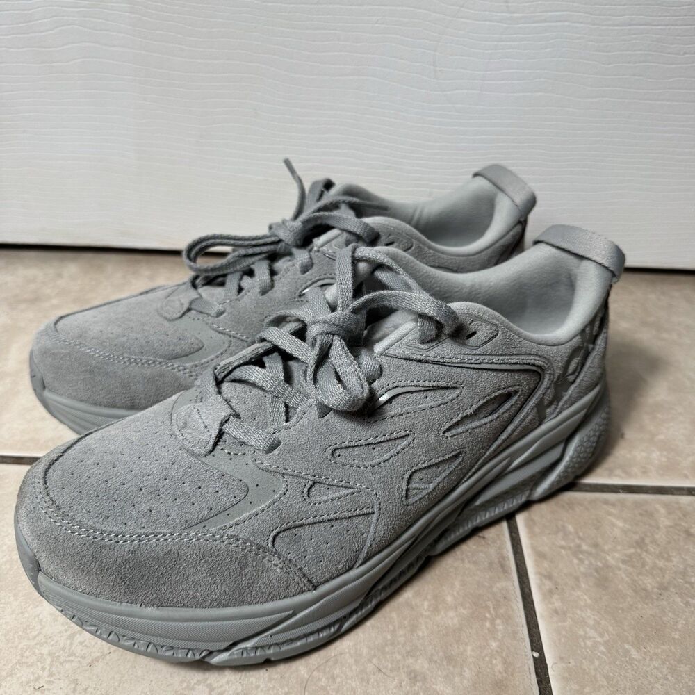 Hoka One One Clifton L Suede 1122571-LLTN Mens 9.5 W 10.5 Limestone Running Shoe